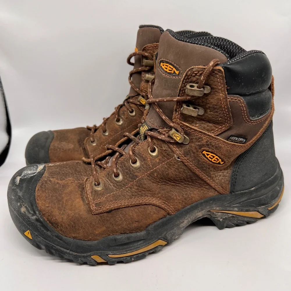KEEN Utility Mt Vernon Waterproof Dry Work Boots Mens 10 Brown Leather 1014600